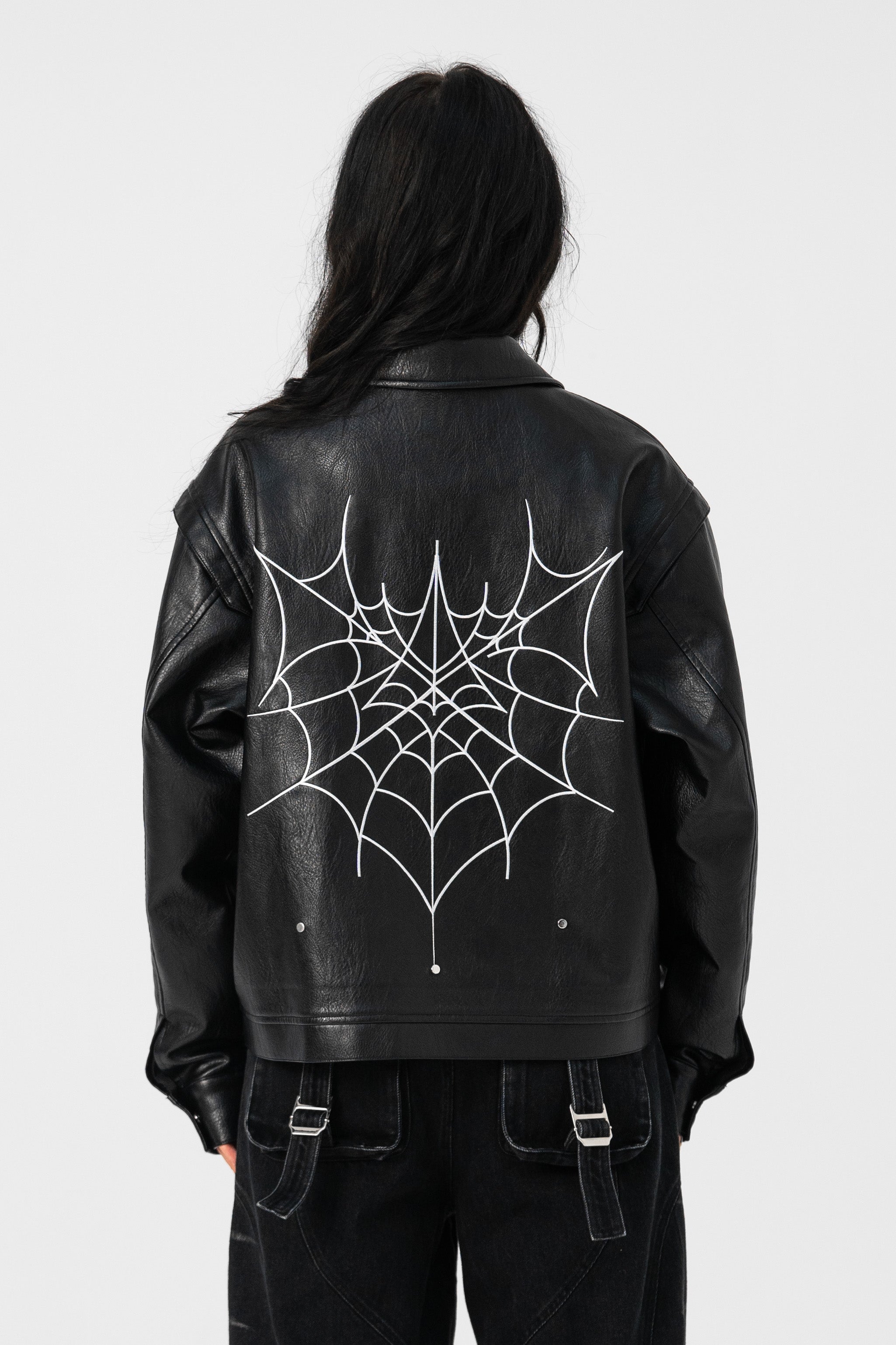 "VNMS WBBS" EMBROIDERED LEATHER JACKET