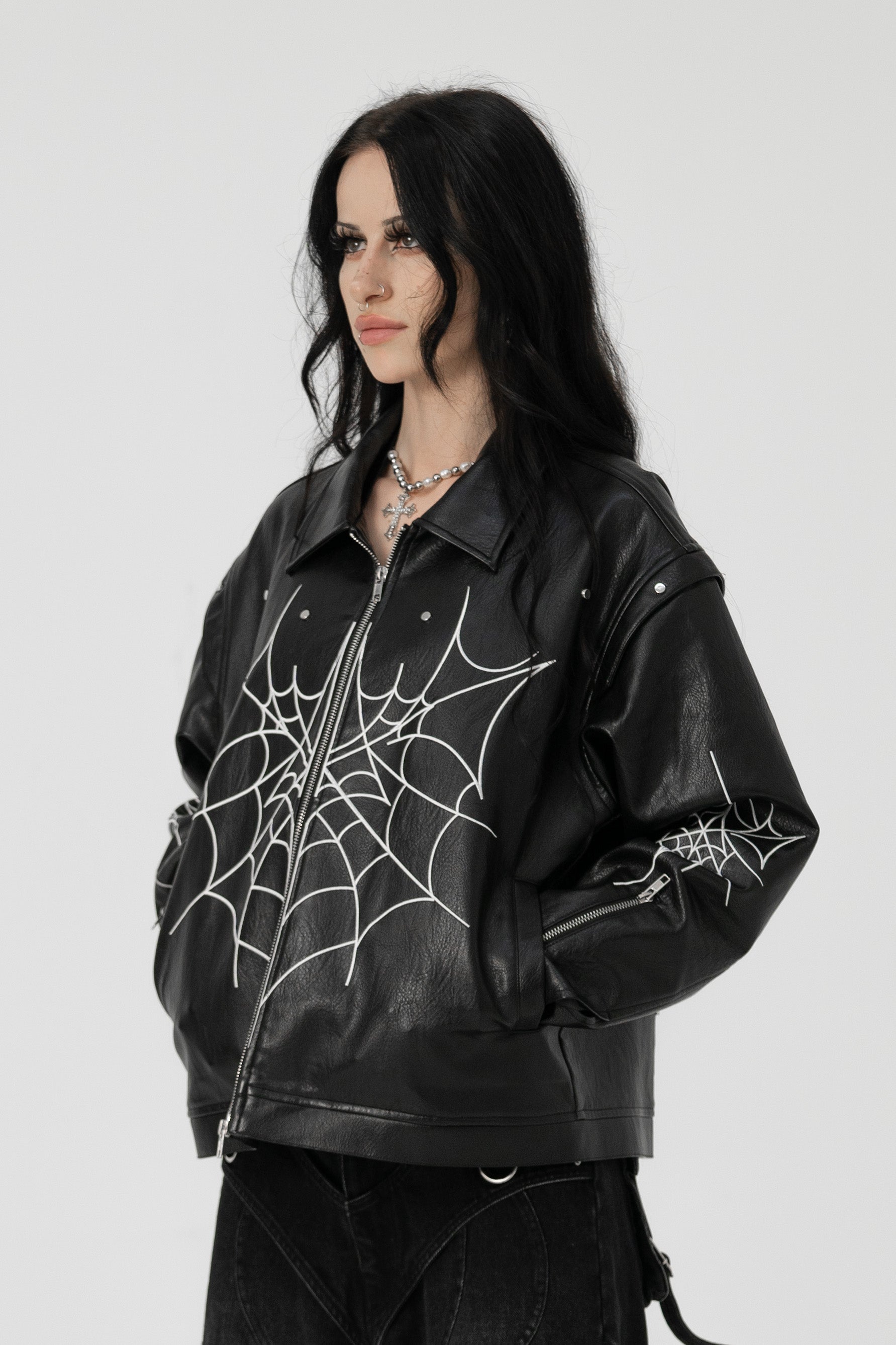 "VNMS WBBS" EMBROIDERED LEATHER JACKET