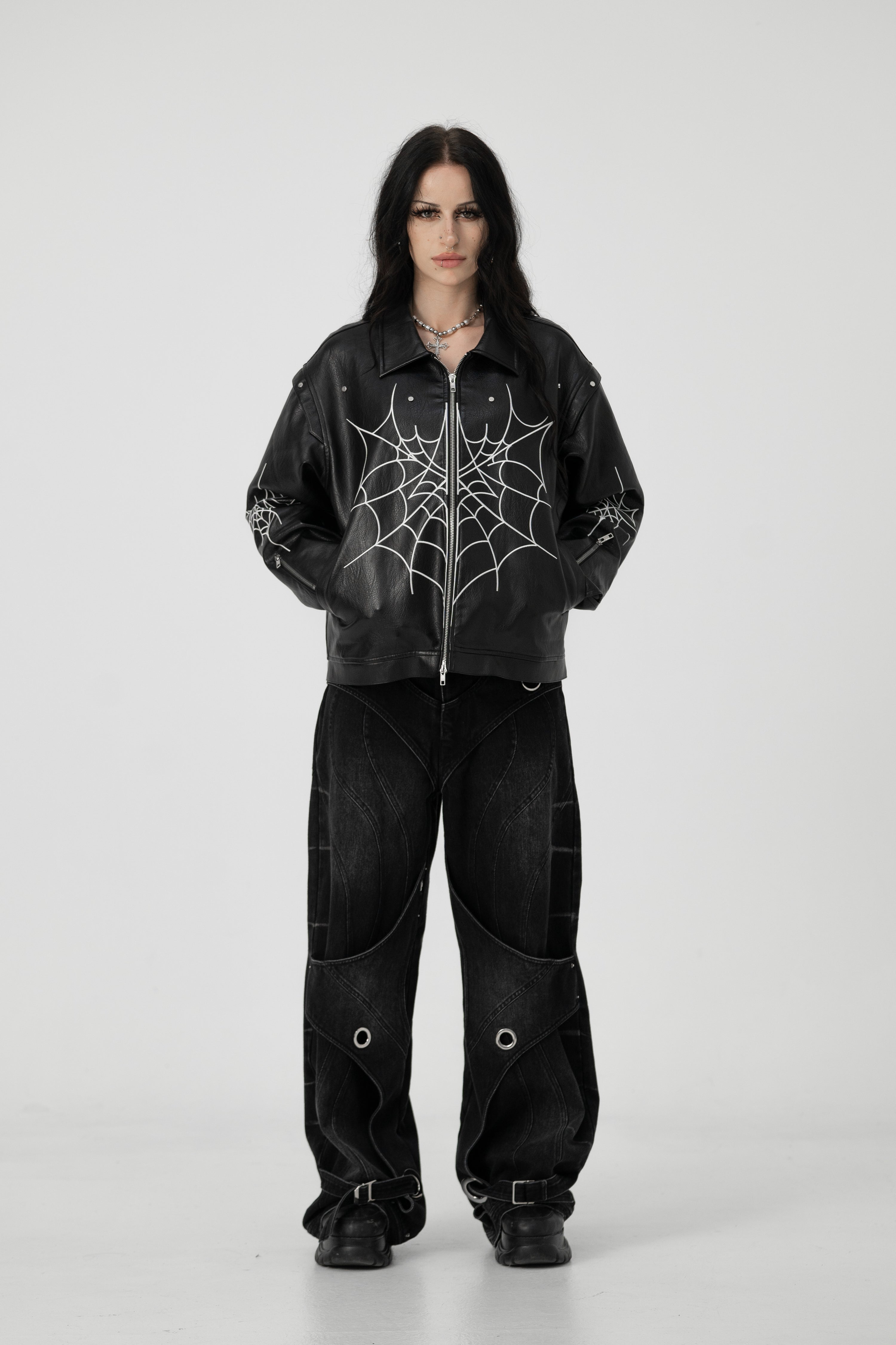 "VNMS WBBS" EMBROIDERED LEATHER JACKET