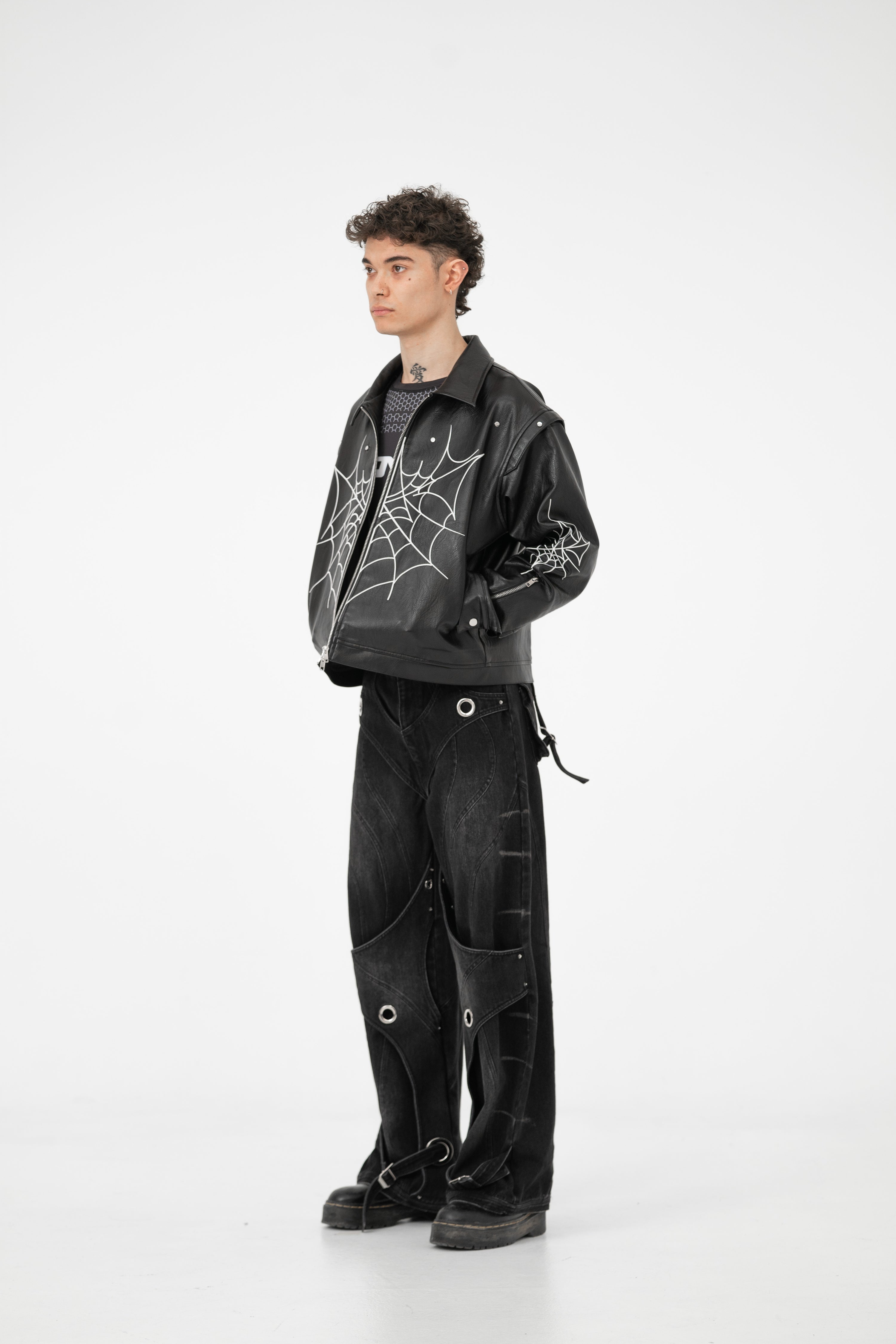 "VNMS WBBS" EMBROIDERED LEATHER JACKET
