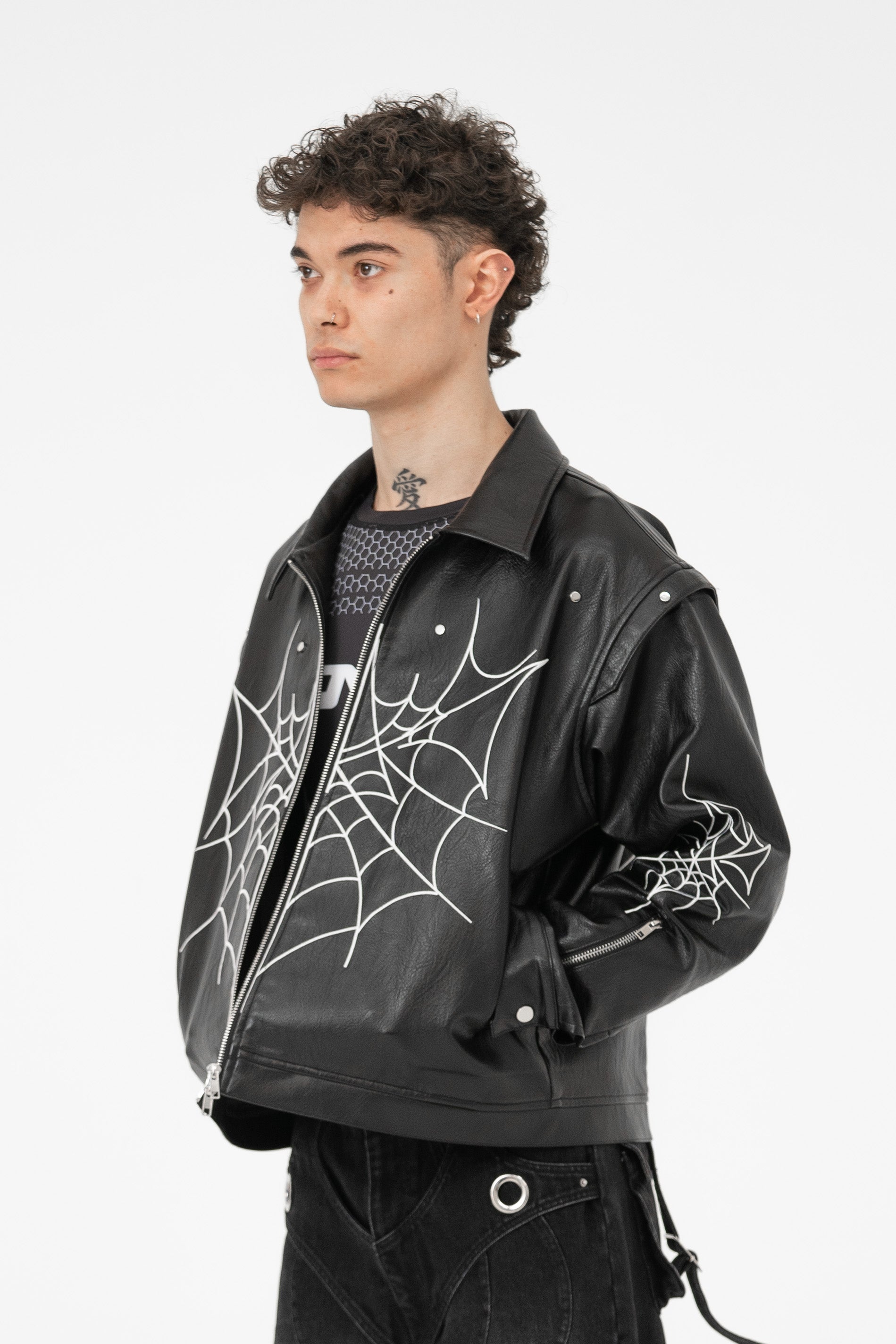 "VNMS WBBS" EMBROIDERED LEATHER JACKET